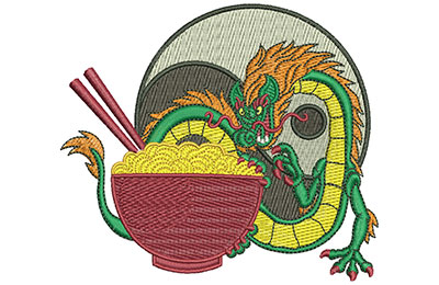 Embroidery Design: Dragon And Noodles Lg<br> 4.49w X 3.92h
