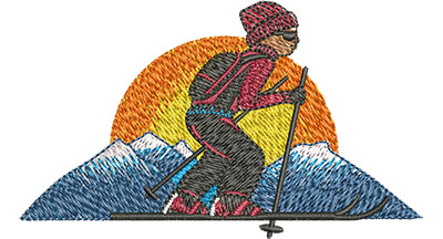 Embroidery Design: Cross Country Skiing Lg<br> 3.50w X 2.07h