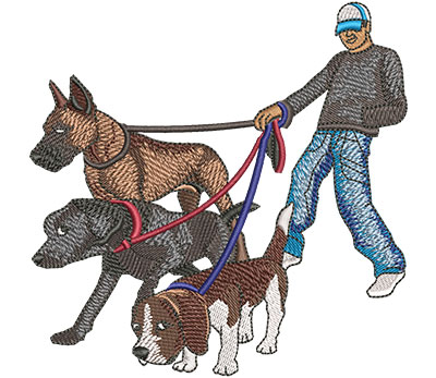 Embroidery Design: Male Dog Walker Lg<br> 4.53w X 4.51h