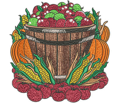 Embroidery Design: Farmers Market Basket Lg<br> 4.50w X 4.59h