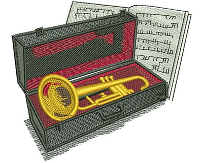 Embroidery Design: Trumpet And Case Lg<br> 3.76w X 3.34h