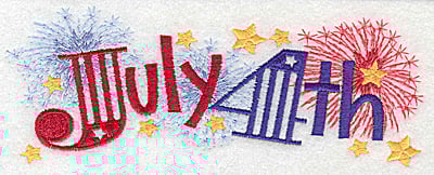 Embroidery Design: July 4th large<br> 6.97w X 2.63h