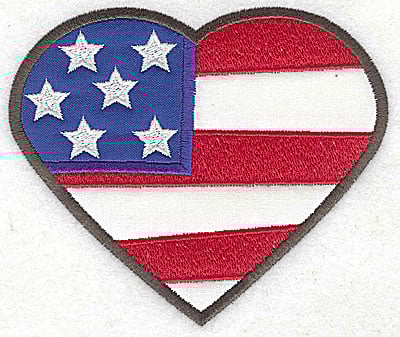 Embroidery Design: Heart shaped flag double applique<br> 4.75w X 4.04h | Embroidery Legacy Embroidery Design: Heart shaped flag double applique<br> 4.75w X 4.04h