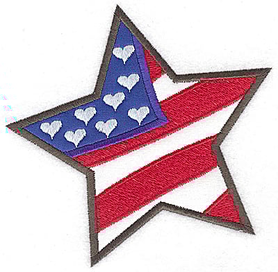 Embroidery Design: Star shaped flag double applique<br> 4.92w X 4.94h