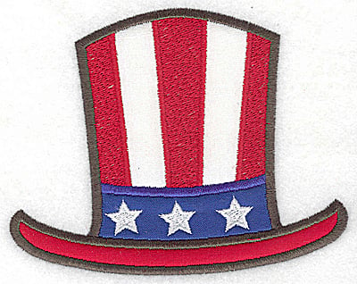 Embroidery Design: Uncle Sam's top hat triple applique<br> 5.20w X 4.11h
