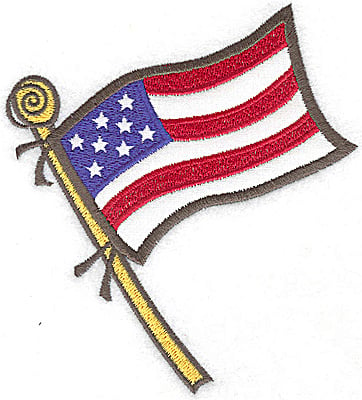 Embroidery Design: American Flag applique<br> 4.44w X 4.99h