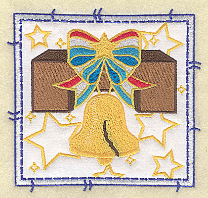 Embroidery Design: Liberty Bell applique large<br> 4.96w X 4.76h