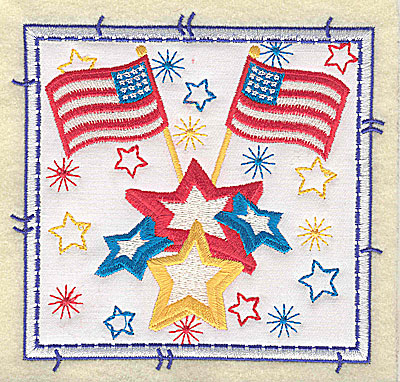 Embroidery Design: American Flags applique large 4.96w X 4.76h