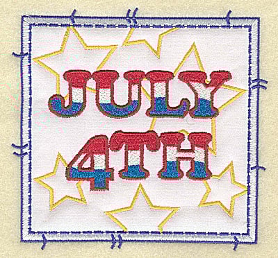 Embroidery Design: July 4th applique large<br> 4.96w X 4.76h