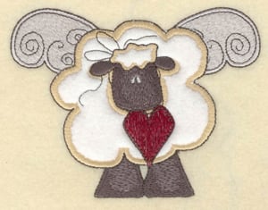 Embroidery Design: Sheep with wings applique<br>5.51" X 4.20"h