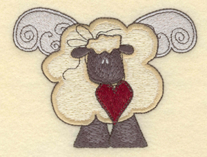 Embroidery Design: Sheep with wings<br>4.69"w X 3.58"h