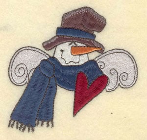 Embroidery Design: Snowman head with hat and scarf<br>3.94"w X 3.92"