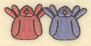 Embroidery Design: Two birds large<br>2.88"w X 1.28"h
