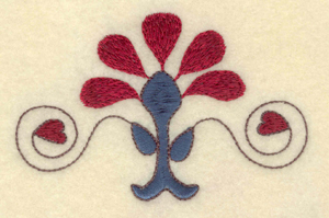 Embroidery Design: Flower with heart and swirl    <br>3.98"w X 2.56"h