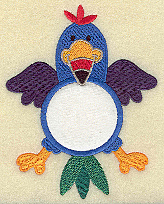 Embroidery Design: Bird with circle applique<br> 3.86w X 4.94h