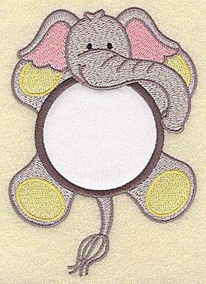 Embroidery Design: Elephant with circle applique<br> 3.56w X 4.97h