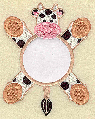 Embroidery Design: Cow with circle applique<br> 3.81w X 4.94h