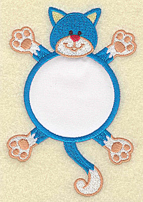 Embroidery Design: Cat with circle applique<br> 3.32w X 4.95h