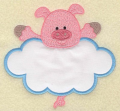 Embroidery Design: Pig with cloud applique large<br> 5.25w X 4.94h