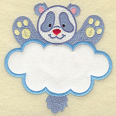 Embroidery Design: Panda with cloud applique large <br> 4.83w X 4.95h