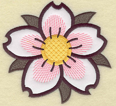 Embroidery Design: Cherry blossom applique<br> 4.22w X 4.45h