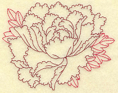 Embroidery Design: Peony redwork<br> 4.66w X 3.70h