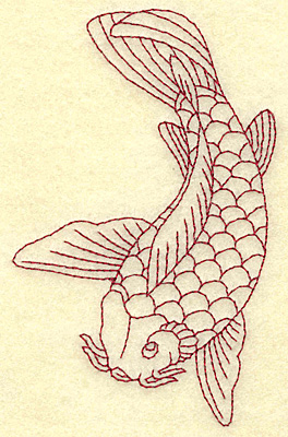 Embroidery Design: Koi redwork<br> 2.86w X 4.52h