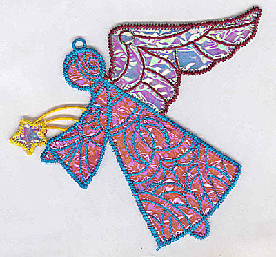 Embroidery Design: Angel 4a Ornament<br> 4.93w X 4.15h