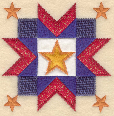 Embroidery Design: Five star design with four appliques large<br>5.96w X 6.00h