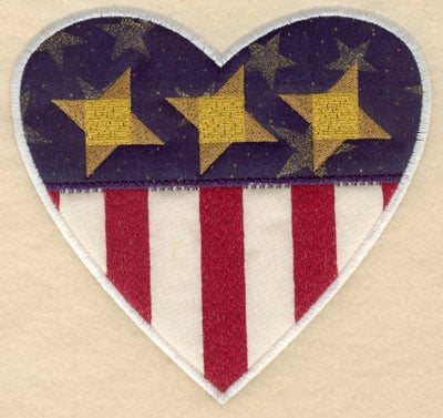 Embroidery Design: Heart shaped stars and stripes appliques lg<br>6.00w X 5.72h