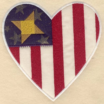 Embroidery Design: Heart shaped star with stripes appliques lg<br>5.94w X 6.00h
