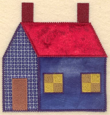 Embroidery Design: House with three appliques large <br>5.88w X 6.00h