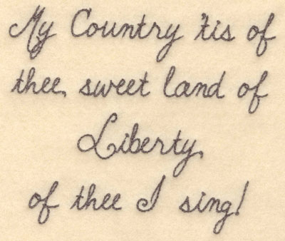 Embroidery Design: My country 'tis of thee large<br>6.00w X 5.05h