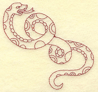 Embroidery Design: Snake redwork<br> 3.87w X 3.75h