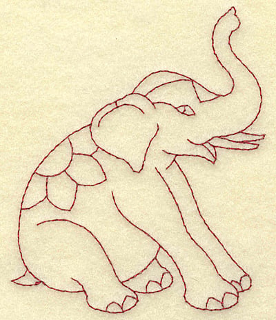 Embroidery Design: Elephant redwork<br> 3.33w X 3.85h