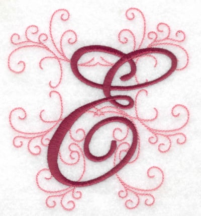 Embroidery Design: E large<br> 4.46w X 4.97h