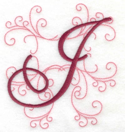 Embroidery Design: J large<br> 4.46w X 4.97h