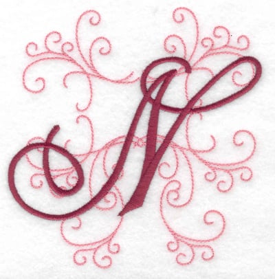 Embroidery Design: N large<br> 4.96w X 4.97h