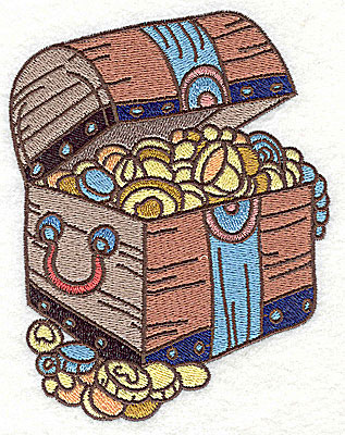 Embroidery Design: Pirate's treasure chest large<br> 3.90w X 4.97h