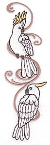 Embroidery Design: Cockatoo pair<br> 2.09w X 6.91h