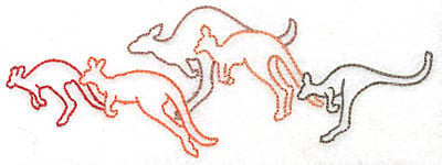 Embroidery Design: Kangaroo troop large<br> 6.97w X 2.51h