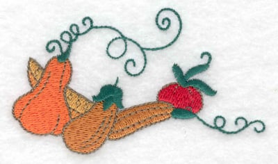 Embroidery Design: Squash gourds and tomatos<br> 3.76w X 2.16h