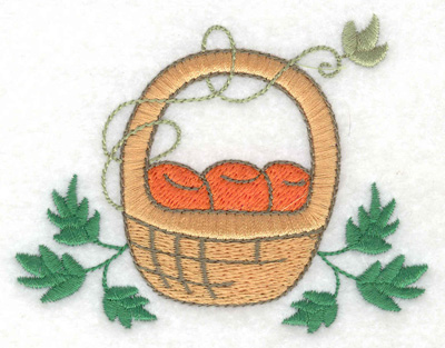 Embroidery Design: Fruit basket with leaves<br> 3.66w X 2.83h