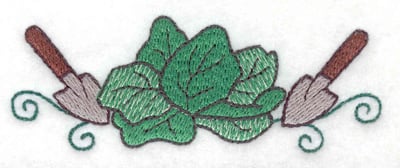 Embroidery Design: Lettuce with trowels<br> 3.86w X 1.43h