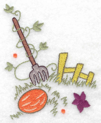 Embroidery Design: Fence with pitchfork<br> 3.07w X 3.87h