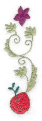 Embroidery Design: Apple flower and leaves<br> 1.23w X 3.88h