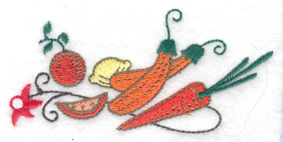 Embroidery Design: Veggies and fruit<br> 3.81w X 1.91h