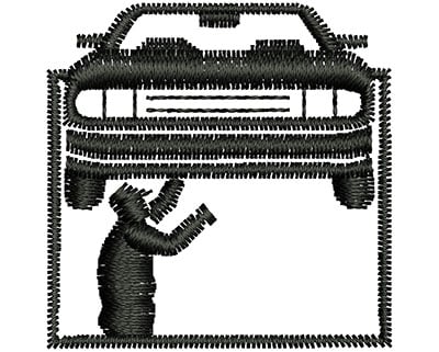 Embroidery Design: Mechanic Fixing Car<br> 1.29w X 1.30h
