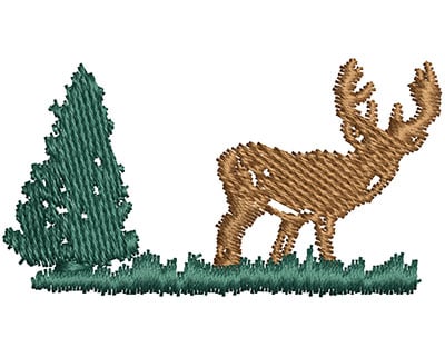 Embroidery Design: Buck in Forest <br> 1.86w X 1.02h