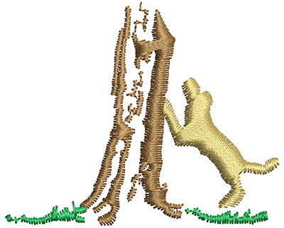 Embroidery Design: Dog At Tree<br> 1.92w X 1.57h
